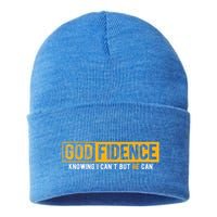 Knowing I Cant But He Can Christian Religious Jesus Sustainable Knit Beanie