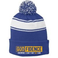 Knowing I Cant But He Can Christian Religious Jesus Stripe Pom Pom Beanie