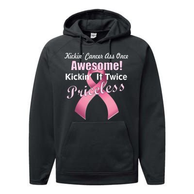 Kickin' Cancer's Ass One Awesome Twice Priceless Performance Fleece Hoodie