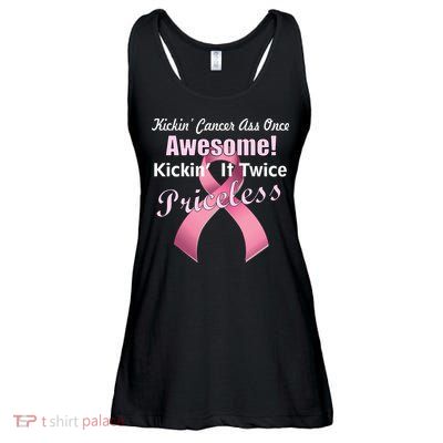 Kickin' Cancer's Ass One Awesome Twice Priceless Ladies Essential Flowy Tank