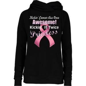 Kickin' Cancer's Ass One Awesome Twice Priceless Womens Funnel Neck Pullover Hood