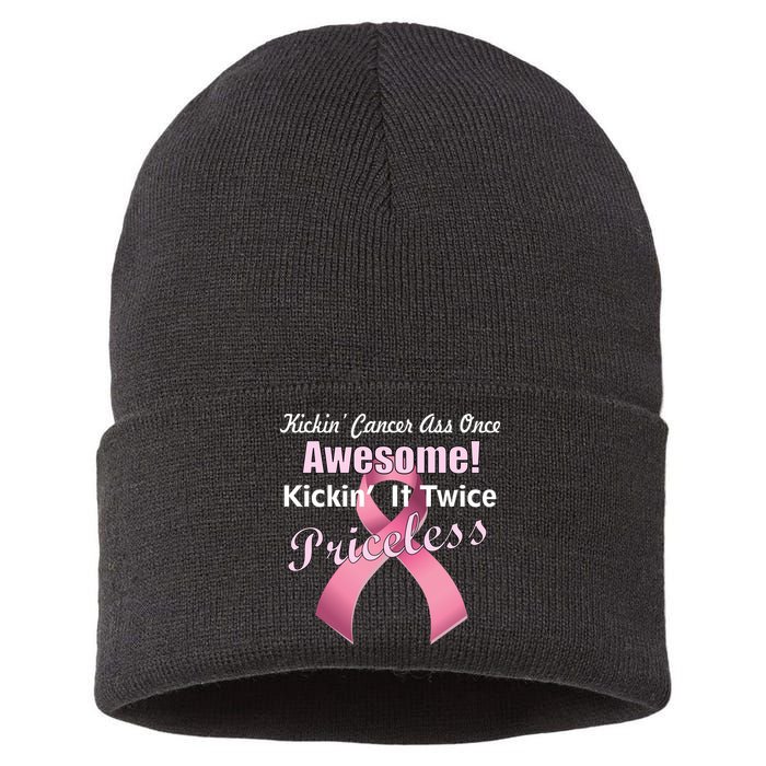 Kickin' Cancer's Ass One Awesome Twice Priceless Sustainable Knit Beanie