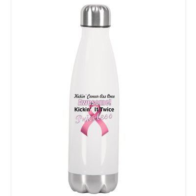 Kickin' Cancer's Ass One Awesome Twice Priceless Stainless Steel Insulated Water Bottle