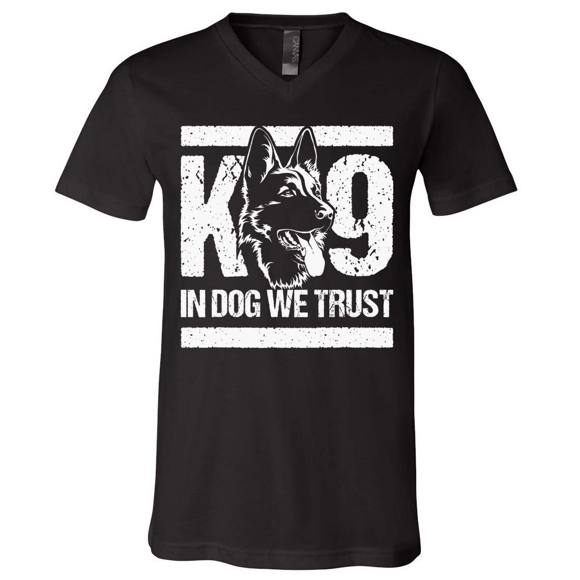 K9 In Dogs We Trust Blue Line K9 Dog Unit Police Officer V-Neck T-Shirt