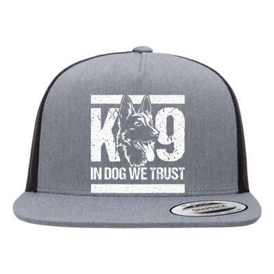 K9 In Dogs We Trust Blue Line K9 Dog Unit Police Officer Flat Bill Trucker Hat