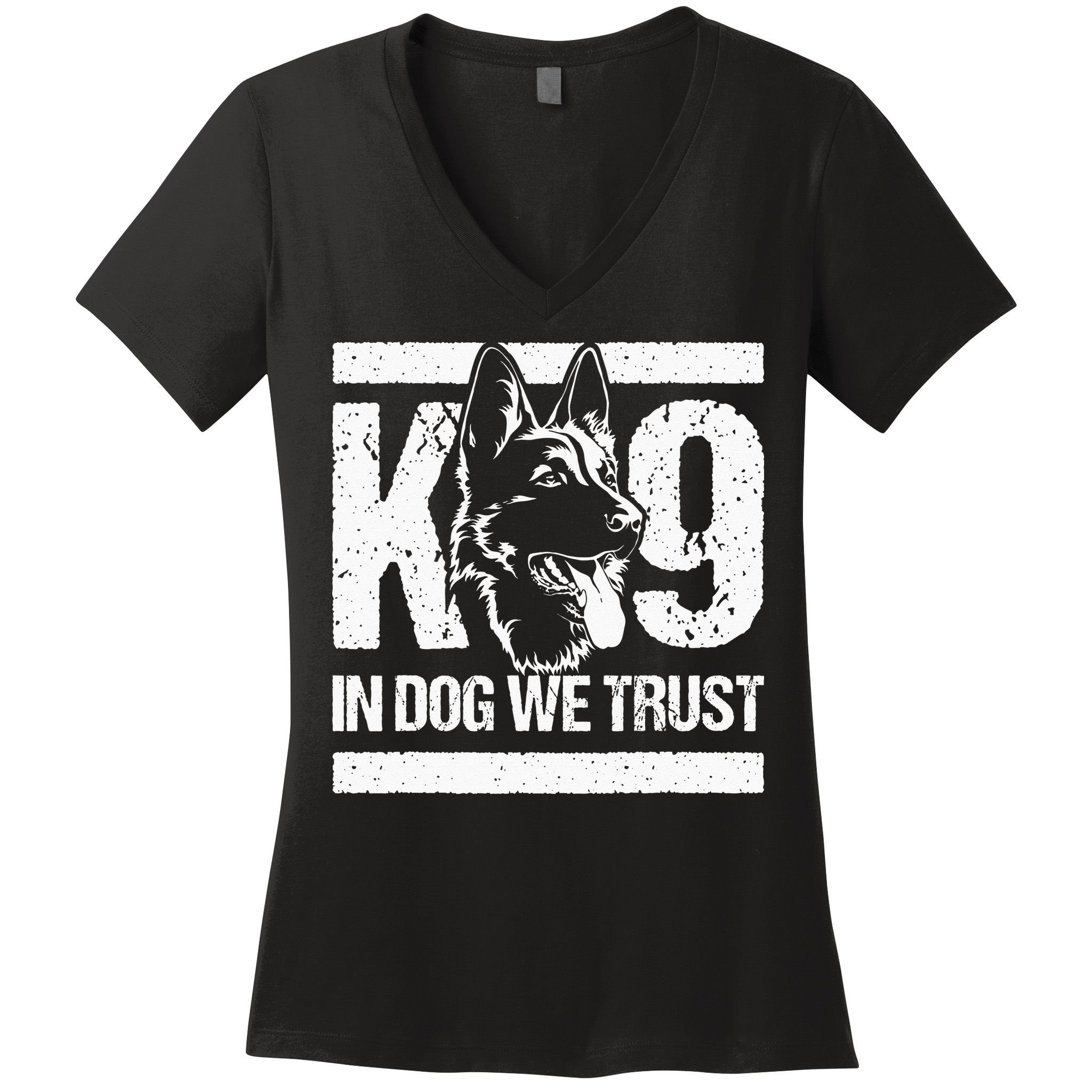 K9 In Dogs We Trust Blue Line K9 Dog Unit Police Officer Women's V-Neck T-Shirt