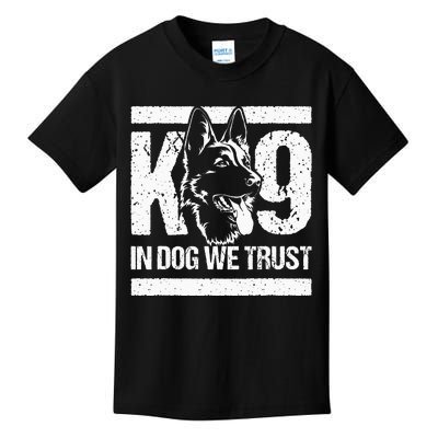 K9 In Dogs We Trust Blue Line K9 Dog Unit Police Officer Kids T-Shirt