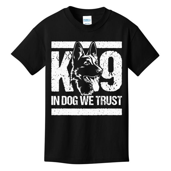 K9 In Dogs We Trust Blue Line K9 Dog Unit Police Officer Kids T-Shirt