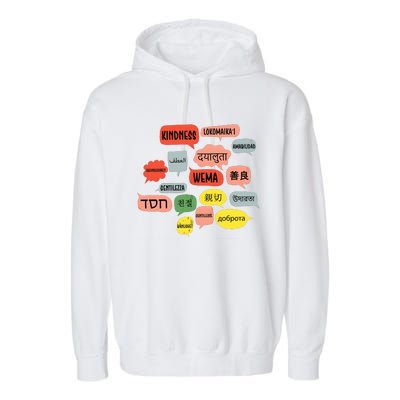 Kindness In Different Languages Garment-Dyed Fleece Hoodie