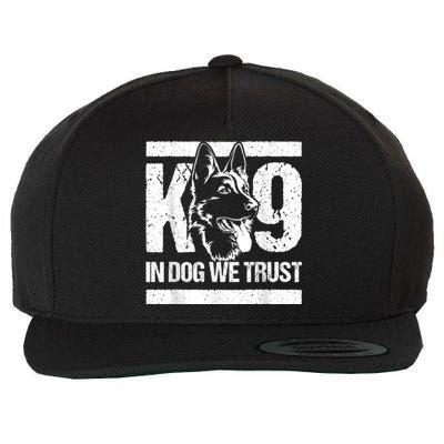 K9 In Dogs We Trust Blue Line K9 Dog Unit Police Officer Wool Snapback Cap