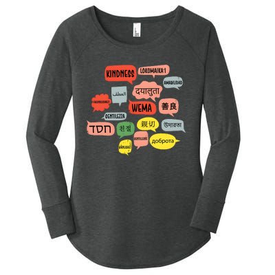 Kindness In Different Languages Women's Perfect Tri Tunic Long Sleeve Shirt