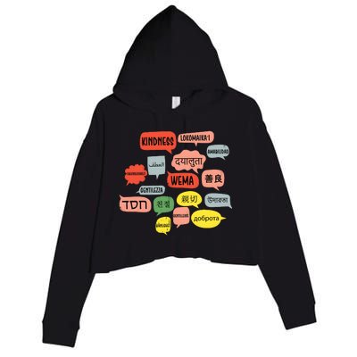 Kindness In Different Languages Crop Fleece Hoodie