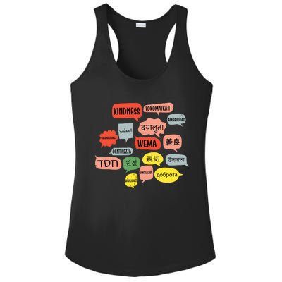 Kindness In Different Languages Ladies PosiCharge Competitor Racerback Tank