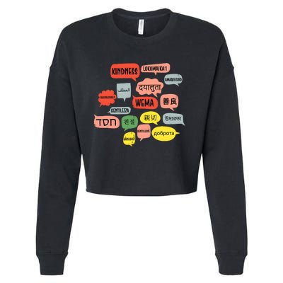 Kindness In Different Languages Cropped Pullover Crew