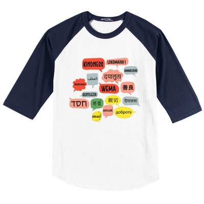 Kindness In Different Languages Baseball Sleeve Shirt