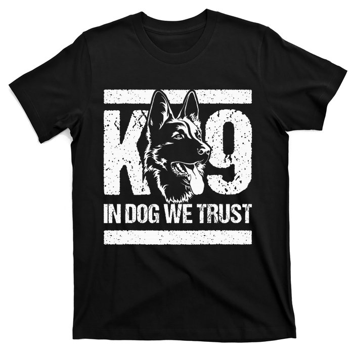 K9 In Dogs We Trust Blue Line K9 Dog Unit Police Officer T-Shirt