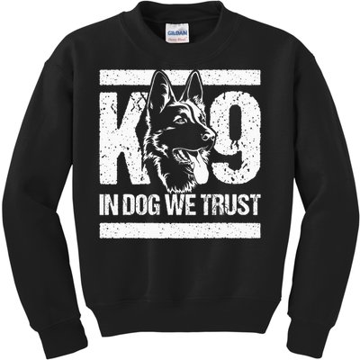 K9 In Dogs We Trust Blue Line K9 Dog Unit Police Officer Kids Sweatshirt