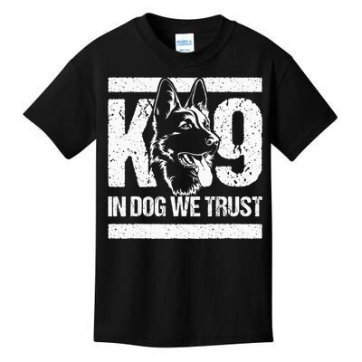 K9 In Dogs We Trust Blue Line K9 Dog Unit Police Officer Kids T-Shirt