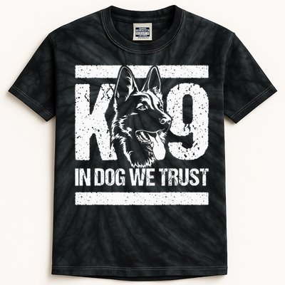 K9 In Dogs We Trust Blue Line K9 Dog Unit Police Officer Kids Tie-Dye T-Shirt