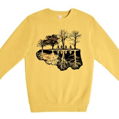 Kids Riding Bikes Through Trees Upside Down Premium Crewneck Sweatshirt