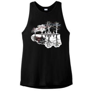 Kids Riding Bikes Through Trees Upside Down Ladies PosiCharge Tri-Blend Wicking Tank