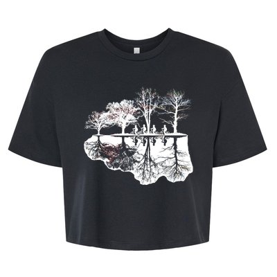 Kids Riding Bikes Through Trees Upside Down Bella+Canvas Jersey Crop Tee