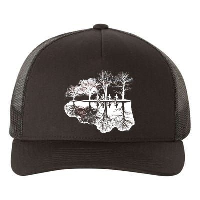 Kids Riding Bikes Through Trees Upside Down Yupoong Adult 5-Panel Trucker Hat