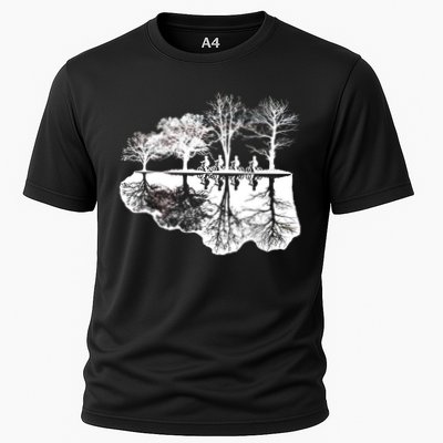 Kids Riding Bikes Through Trees Upside Down Performance Shirt