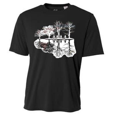 Kids Riding Bikes Through Trees Upside Down Cooling Performance Crew T-Shirt