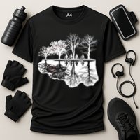 Kids Riding Bikes Through Trees Upside Down Performance Shirt