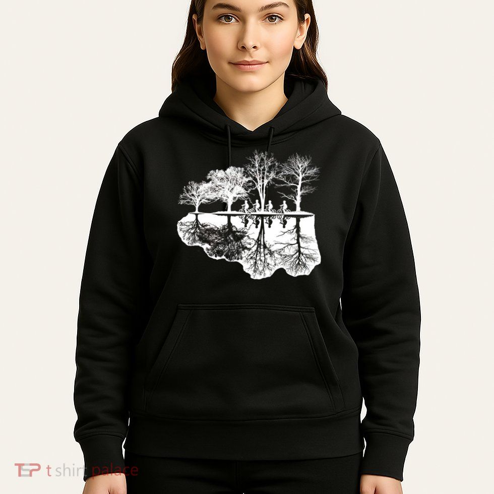 Kids Riding Bikes Through Trees Upside Down Hoodie