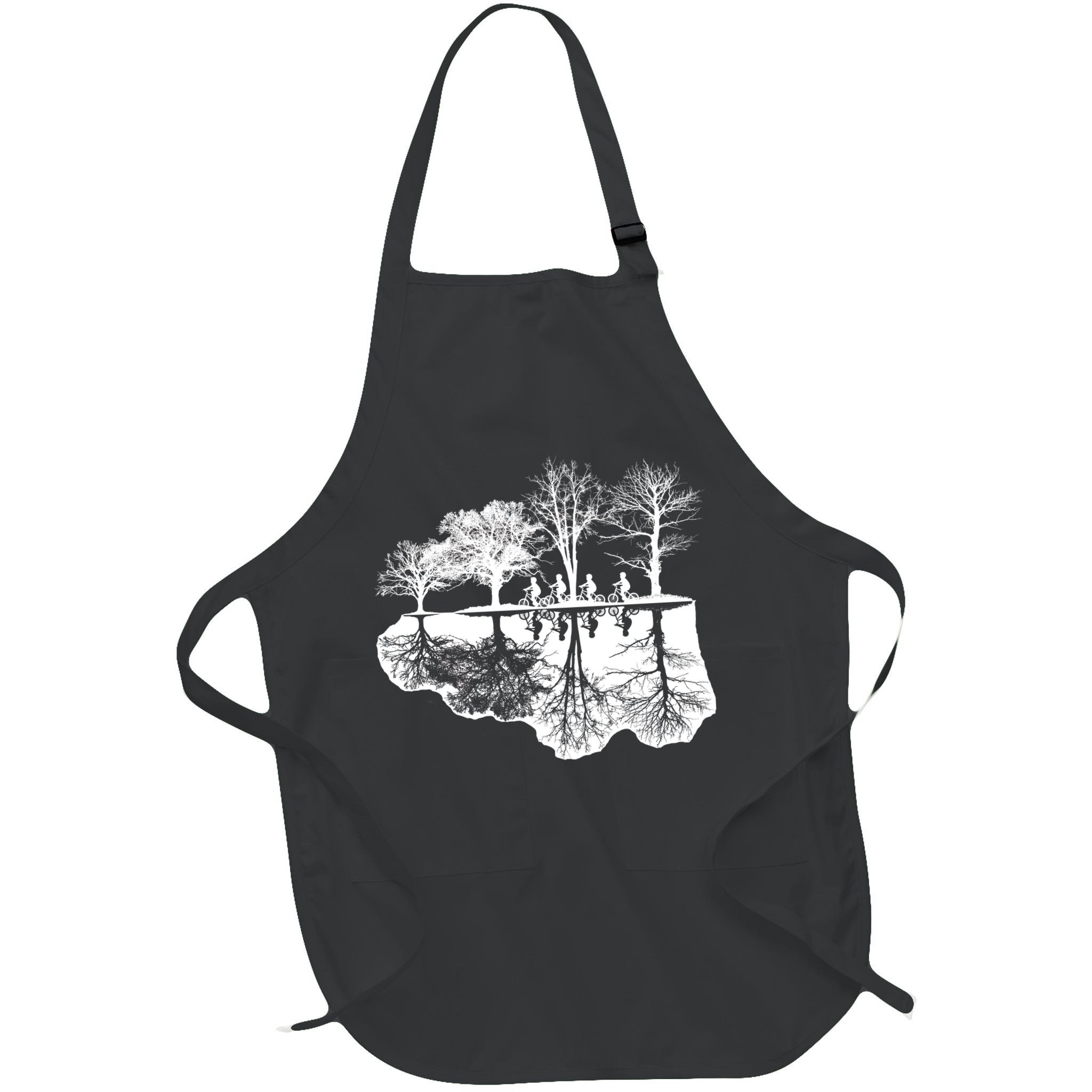 Kids Riding Bikes Through Trees Upside Down Apron