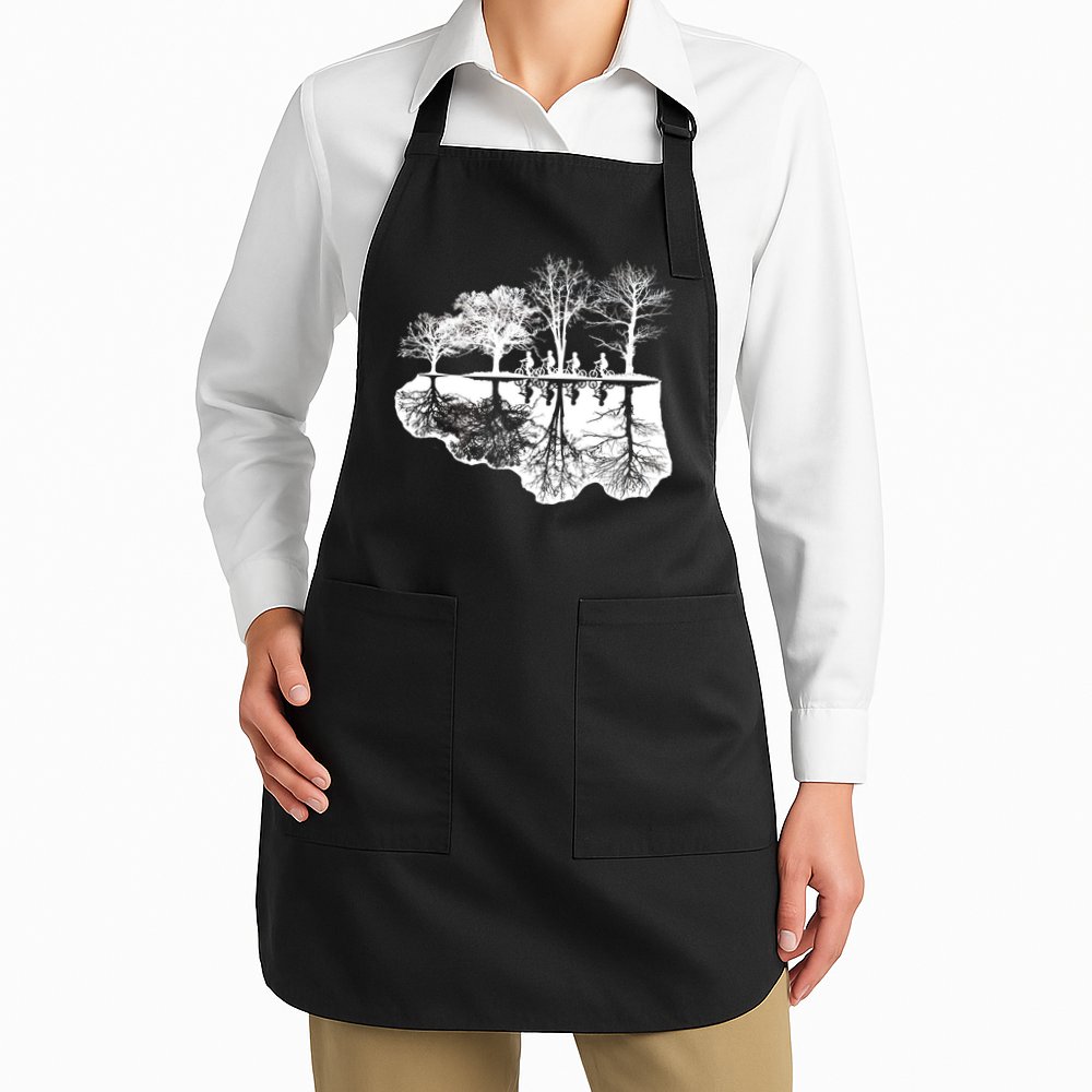 Kids Riding Bikes Through Trees Upside Down Apron