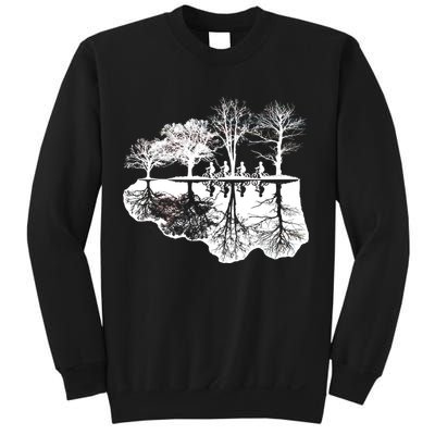 Kids Riding Bikes Through Trees Upside Down Sweatshirt