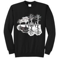 Kids Riding Bikes Through Trees Upside Down Sweatshirt