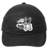 Kids Riding Bikes Through Trees Upside Down 7-Panel Snapback Hat