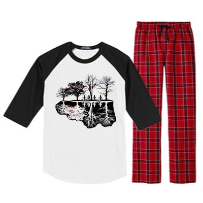 Kids Riding Bikes Through Trees Upside Down Raglan Sleeve Pajama Set