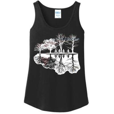 Kids Riding Bikes Through Trees Upside Down Ladies Essential Tank