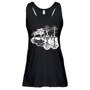 Kids Riding Bikes Through Trees Upside Down Ladies Essential Flowy Tank