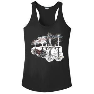 Kids Riding Bikes Through Trees Upside Down Ladies PosiCharge Competitor Racerback Tank