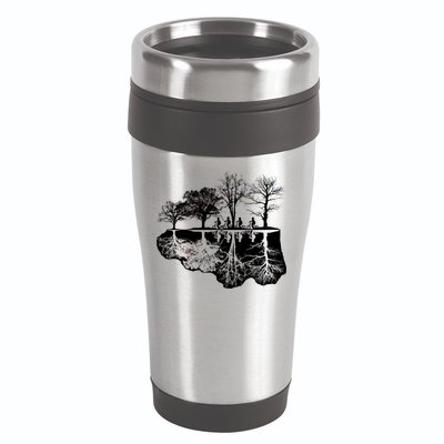 Kids Riding Bikes Through Trees Upside Down 16oz Travel Tumbler