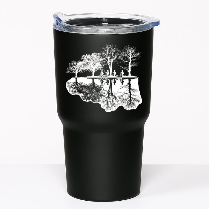 Kids Riding Bikes Through Trees Upside Down Tumbler