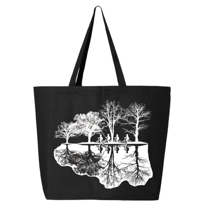 Kids Riding Bikes Through Trees Upside Down 25L Jumbo Tote