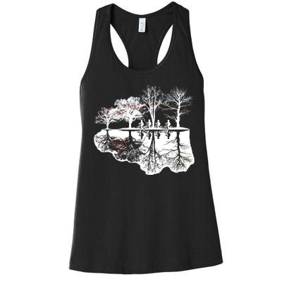 Kids Riding Bikes Through Trees Upside Down Women's Racerback Tank