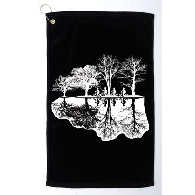 Kids Riding Bikes Through Trees Upside Down Golf Towel