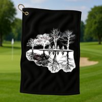 Kids Riding Bikes Through Trees Upside Down Golf Towel