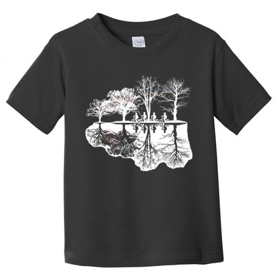 Kids Riding Bikes Through Trees Upside Down Toddler T-Shirt