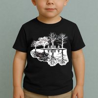 Kids Riding Bikes Through Trees Upside Down Toddler T-Shirt