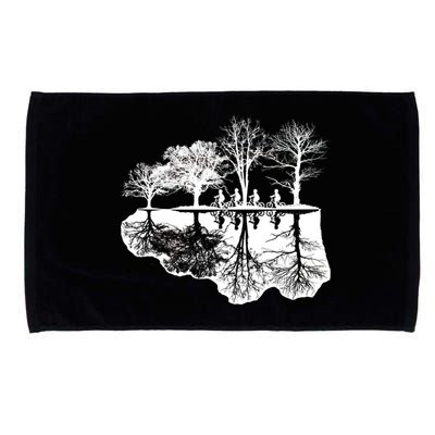 Kids Riding Bikes Through Trees Upside Down Microfiber Hand Towel
