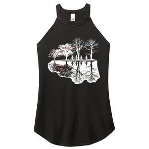 Kids Riding Bikes Through Trees Upside Down Women's Perfect Tri Rocker Tank